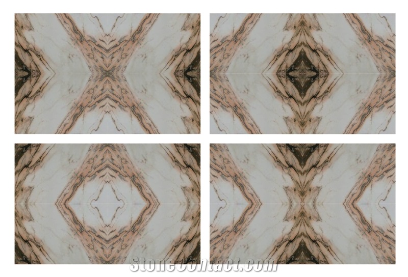 Tiger Skin Bookmatch Marble Tiles & Slabs, Pink Polished Marble Floor Covering Tiles, Walling Tiles