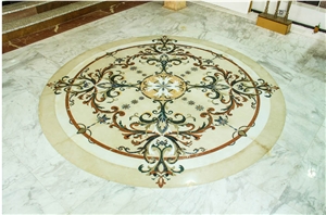 Marble Inlay Waterjet Floor Pattern