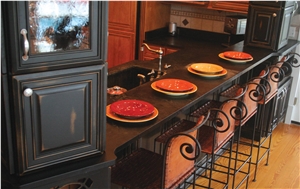 Black Minas Soapstone Oiled, Leathered Kitchen Countertops