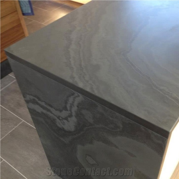 Black Pearl Honed Slate Countertop And Skirt From Canada