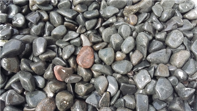 Black Polished River Stone, Pebble Stone