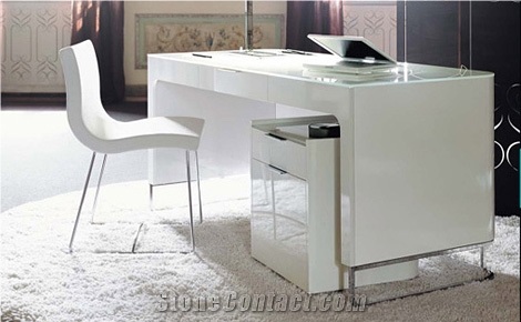 Man Made Stone Modern Curved Office Desk Executive Office Furniture