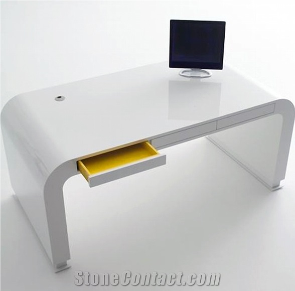 Man Made Stone Modern Curved Office Desk Executive Office Furniture