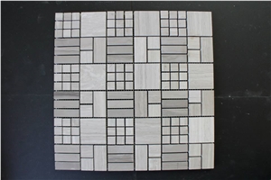 China Stone Mosaic Tile,Guizhou Wood Grain,China Serpegiante Gey Marble,Wooden Grey Marble,Light Grey Wood Grain Wenge Stone Polished 15*15mm 23*23mm,48*48mm Marble Mosaic for Wall,Interior