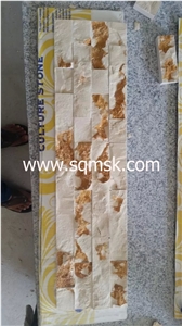 Golden Cream Marble Stone Mosaic Tile Culture Stone Light Cream Silvia, Cream Egypt,Golden Cream Isis,Egypt Beige Marble Split Face 25mm Width Cultured Stone Marble for Wall,Floor,Hotel,Restaurant