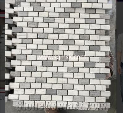 Guizhou Wooden Grain Stone Mosaic Tile Mix China Serpegiante Gey Marble,Wooden Grey Marble,Light Grey,Wenge Stone 15*32mm Tumble Marble Mosaic for Wall,Floor,Bathroom,Interior Decoration