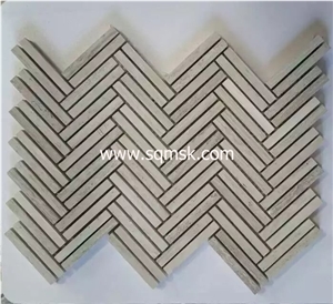 Natural Stone Guizhou White Wooden Grain,China Serpegiante Light Grey Wood Vein Marble Wenge Polished Grey Color 11*73mm Rectangle Marble Mosaic Tile，Slate for Decoration