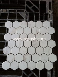 Volakas mosaic tile,Drama White,Volakas White Marble Polish Hexagon 2 or 48mm stone Mosaic for Wall,Floor,Interior