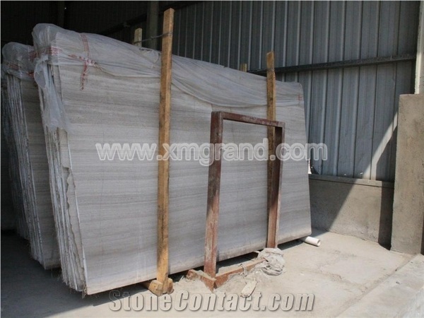 White Wood Marble Tiles and Slabs, Huizhou Wood Marble Floor Patterns and Wall Tiles