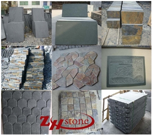 Black Slate Tiles,Black Slate Floor Patio Tiles,High Quality Factory Direct Black Slate Pattern Paving Stone Flooring