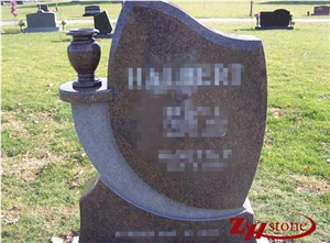 Cheap Price Polished Half Serp with Bevel American Mahogany/ Dakota Mahogany Single Monuments/ Upright Monuemnts/ Headstones/ Bevel Headstones/ Custom Monuments