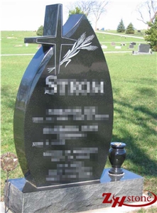 Cheap Price Tear Drop with Cross China Black/ Shanxi Black/ Absolute Black Granite Cross Tombstones/ Monument Design/ Western Style Monuments/ Cemetery Tombstones/ Gravestone
