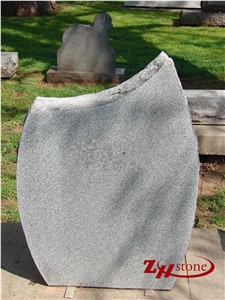 Curved Top Sesame White Granite Heart Gravestone