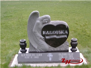 Custom Design Sep Top with Chamfer Sunset Mahogany Granite Tombstone Design/ Western Style Tombstones/ Single Monuments/ Upright Monuments/ Headstones