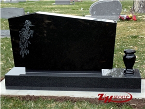 Foof Top with Natural Edging Absolute Black/ Shanxi Black Granite Western Style Monuments/ Western Style Tombstones/ Cross Tombstones/ Gravestone/ Custom Monuments