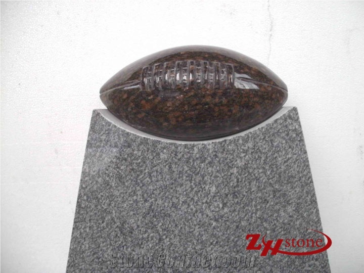 Football Design Cats Eye Granite Tombstone