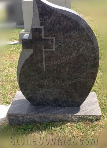 Good Qaultiy Polished Tear Drop with Cross Tan Brown Granite Tombstone Design/ Cross Tombstones/ Western Style Tombstones/ Single Monuments/ Upright Monuments