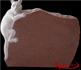 Good Quality Climbing Cat Crafting Sichuan Red/ China Red Granite Tombstone Design/ Monument Design/ Western Style Monuments/ Western Style Tombstones/ Gravestone