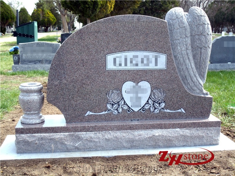 Good Quality Curved Top Sesame White/ G603 Granite Western Style Tombstones/ Single Monuments/ Upright Monuments/ Headstones/ Gravestone