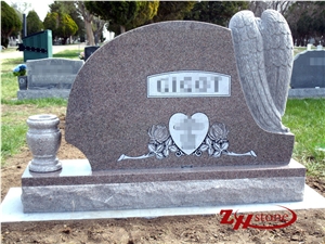 Good Quality Curved Top Sesame White/ G603 Granite Western Style Tombstones/ Single Monuments/ Upright Monuments/ Headstones/ Gravestone