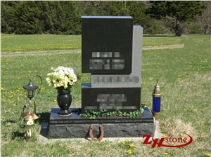 Good Quality Double Hearts with Engraving Double Angels Shanxi Black/ Absolute Black/ China Black Granite Western Style Tombstones/ Engraved Tombstones/ Engraved Headstones/ Angel Monuments/ Graveston
