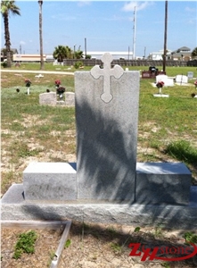Good Quality Polished and Natural Straight with Bonotee Cross Sesame White/ G603 Granite Western Style Tombstones/ Cross Tombstones/ Upright Monuments/ Family Monuments/ Engraved Headstones