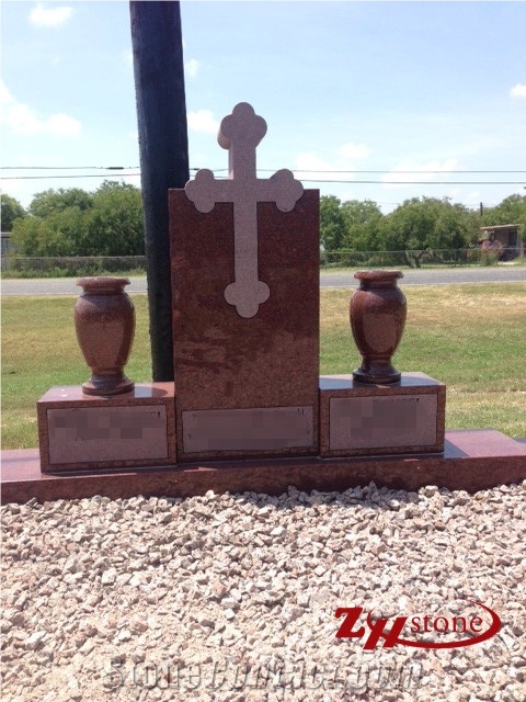 Good Quality Polished and Natural Straight with Bonotee Cross Sesame White/ G603 Granite Western Style Tombstones/ Cross Tombstones/ Upright Monuments/ Family Monuments/ Engraved Headstones