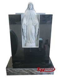 Good Quality Polished Double Angles with Hearts Shanxi Black/ Indain Black Granie Western Style Monuments/ Angel Monuments/ Double Monuments/ Gravestone/ Custom Monuments