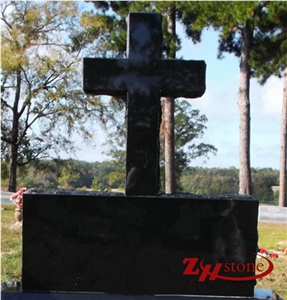 Good Quality Polished Straight with Bonotee Cross Indian Red/ Imperial Red Granite Western Style Tombstones/ Cross Tombstones/ Upright Monuments/ Family Monuments/ Headstones