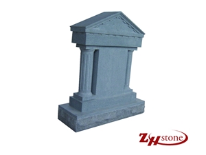 Good Quality Roof Top with Columns Sesame White/ G603 Granite Tombstone Design/ Western Style Tombstones/ Single Monuments/ Upright Monuments/ Custom Monuments