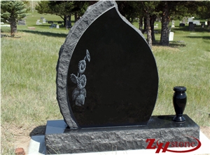 Good Quality Tear Drop with Natural Edge Absolute Black/ Shanxi Black/ China Black Granite Engraved Tombstones/ Headstones/ Western Style Monuments/ Cemetery Tombstones/ Gravestone/ Cemetery Tombstone