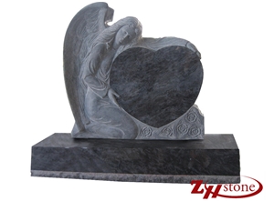Good Quality Tearing Angel with Heart Bahama Blue/ Vizag Blue Granite Western Style Monuments/ Western Style Tombstones/ Angel Monuments/ Single Monuments/ Upright Monuments