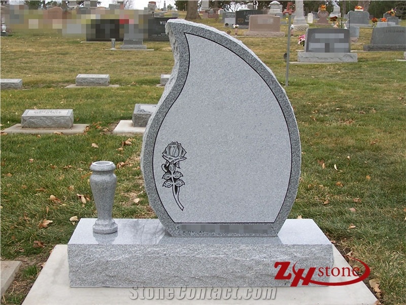 Good Quality Triangle with Shoulders Sesame White/ G603 Granite Single Monuments/ Upright Monuments/ Headstones/ Western Style Monuments/ Gravestone