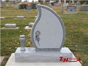 Good Quality Triangle with Shoulders Sesame White/ G603 Granite Single Monuments/ Upright Monuments/ Headstones/ Western Style Monuments/ Gravestone