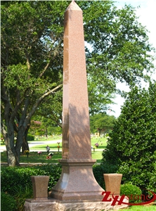Good Quality Two Pieces Obelisk Tianshan Red Granite Single Monuments/ Upright Monuments/ Headstones/ Western Style Monuments/ Custom Monuments