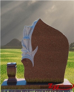 Morning Glory Imperial Red Granite Headstone