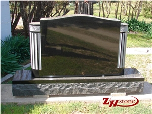 Oval Shape Butterfly Grey Granite Monument