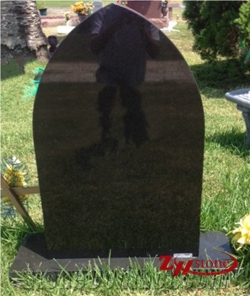 Polished Good Quality Absolute Black/ Shanxi Black/ Indian Black Granite Arch Style Tombstone Design/ Monument Design/ Western Style Tombstones/ Western Style Monuments/ Single Monuments