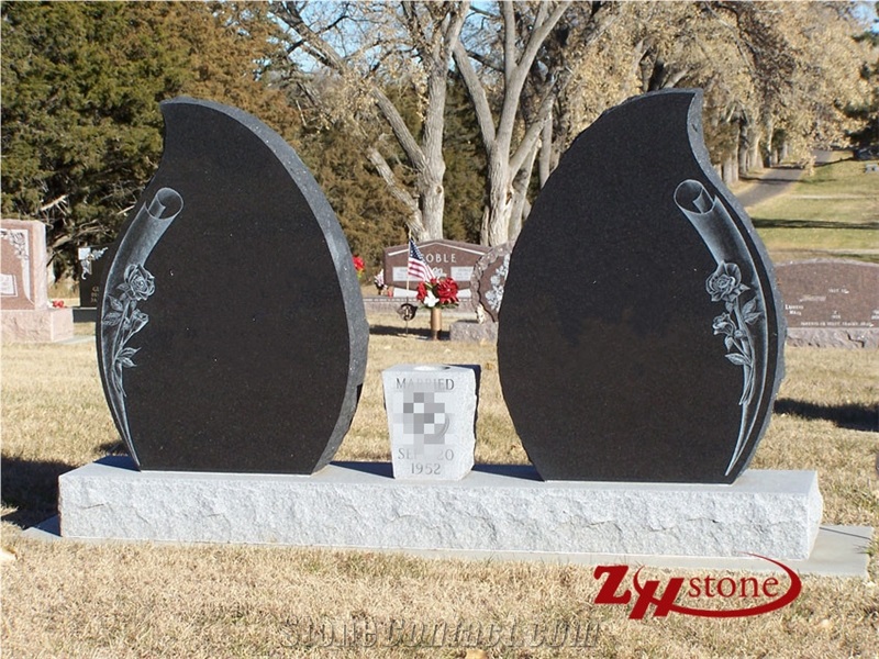 Polished Oval Shape Sesame White/ G603 Granite Western Style Tombstones/ Headstones/ Western Style Style Monuments/ Gravestone/ Custom Monuments