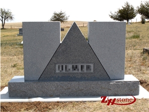 Polished Oval Top Shanxi Black/ Absolute Black Granite And Sesame White Granite Custom Monuments/ Gravestone/ Cemetery Tombstones/ Western Style Monuments/ Monument Design