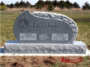 Traditional Serp Top with Bottom Corner Checks Sesame White/ G603 Granite Western Style Tombstones/ Single Monuments/ Upright Monuments/ Headstones/ Custom Monuments