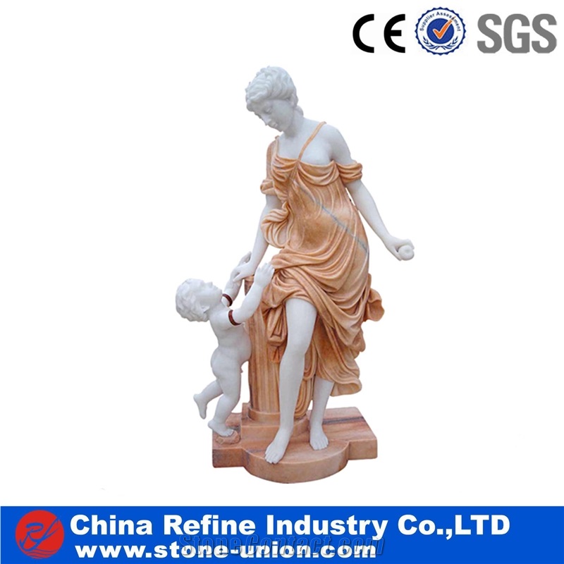 Beige Marble Hand-Sculpted Classical Garden Statues & Sculptures, Human Statues