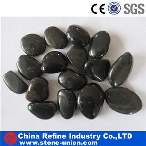 Black Polished River Stone Pebble for Landscaping