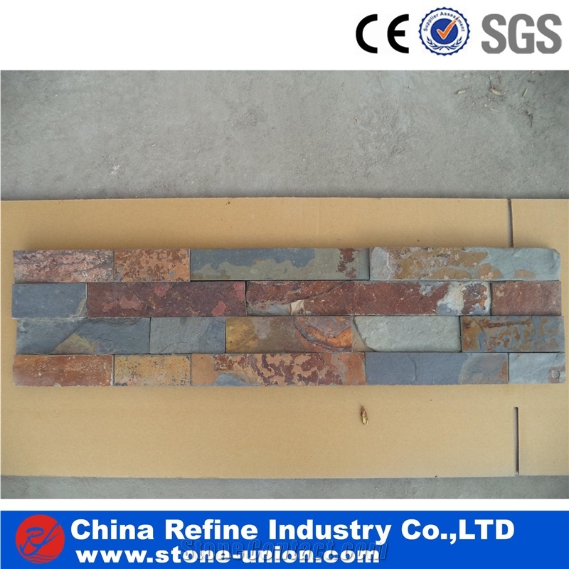 Cheap Rusty Slate Stone Panel Cultured Stone,Cheaper Factory Production Wall Stone ,Slate Wall Cladding