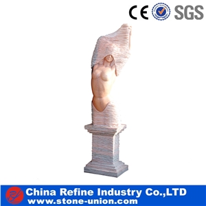 China Beige Marble Hand-Sculpted Classical Garden Statues & Sculptures,Sculpture Statue,Cavings,Head Statue