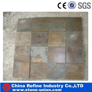 China Multicolor Tiles Slate/Floor Covering Tiles Wholesale,Stone Wall Cladding Decor, Exterior Natural Building Stone Wall Garden Decoration