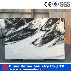 China Panda White Marble High Polished Slab Tiles,China Bianco Jade Marble with Black Veins Marble Factory