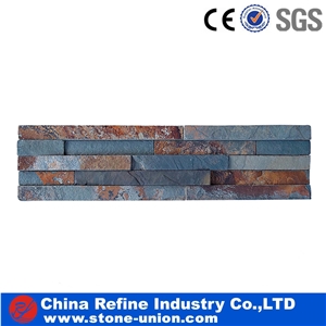 Dark Rusty Slate Stone Panel for Wall Cladding Cultured Stone