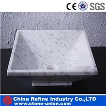Bathroom White Carrara Marble Rectangle Sinks