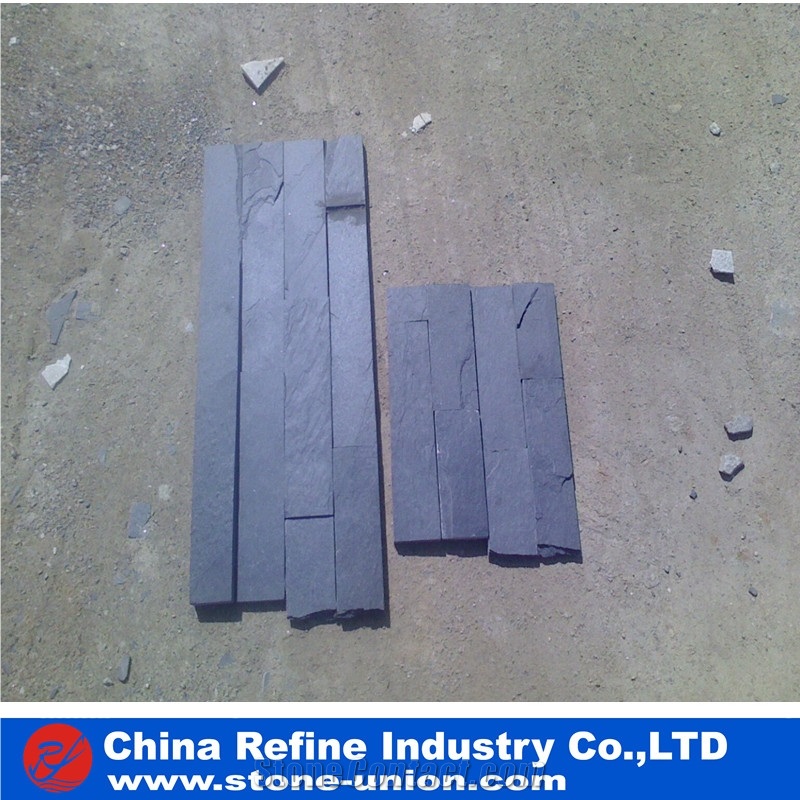 Natural Black Wall Slate for Facades with High Quality , Manufacturerd Stone Veneer Cultured Stone